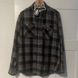 🔥DIXXON Flannel '1911' Black and Gray Plaid Casual Button Down Shirt